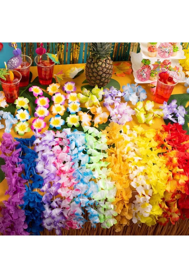 Unewshi 36 PCS Hawaiian Flower Leis Assortment, Hawaiian Leis Bulk Decorations Silk Flower Necklace, Bulk Flower Necklace for Beach Theme Party Favor Wedding Birthday - Image 4